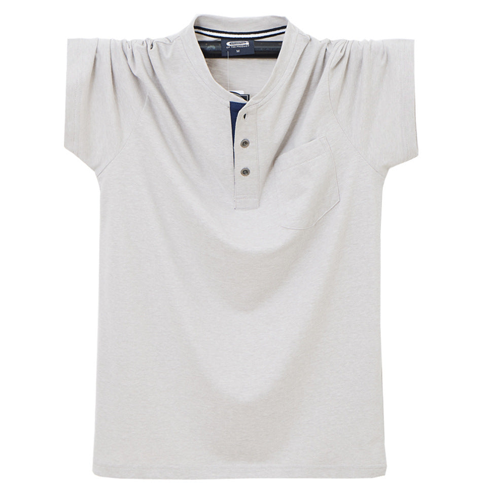 Thin Short Sleeve T-shirt Men's Collar Buckle Round Neck ARZ