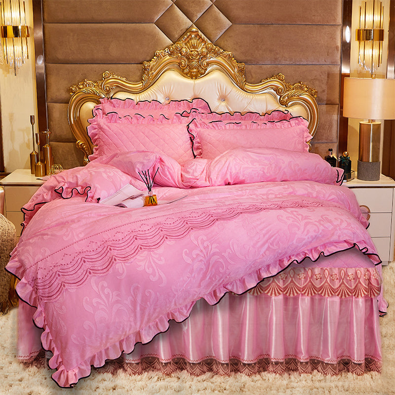 Lace Velvet Bed Skirt Four-piece Quilted ARZ