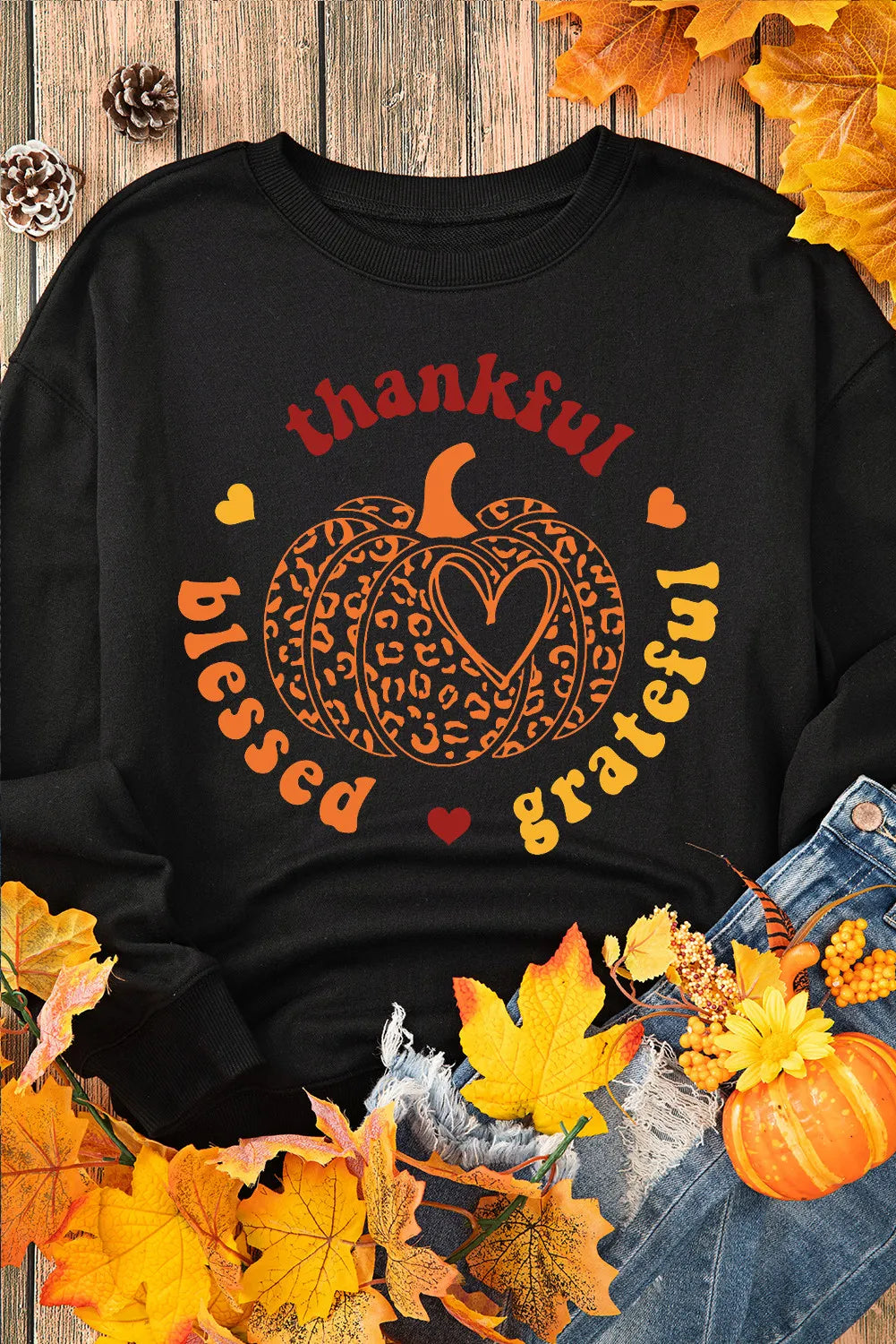 Pumpkin Graphic Long Sleeve Sweatshirt Trendsi