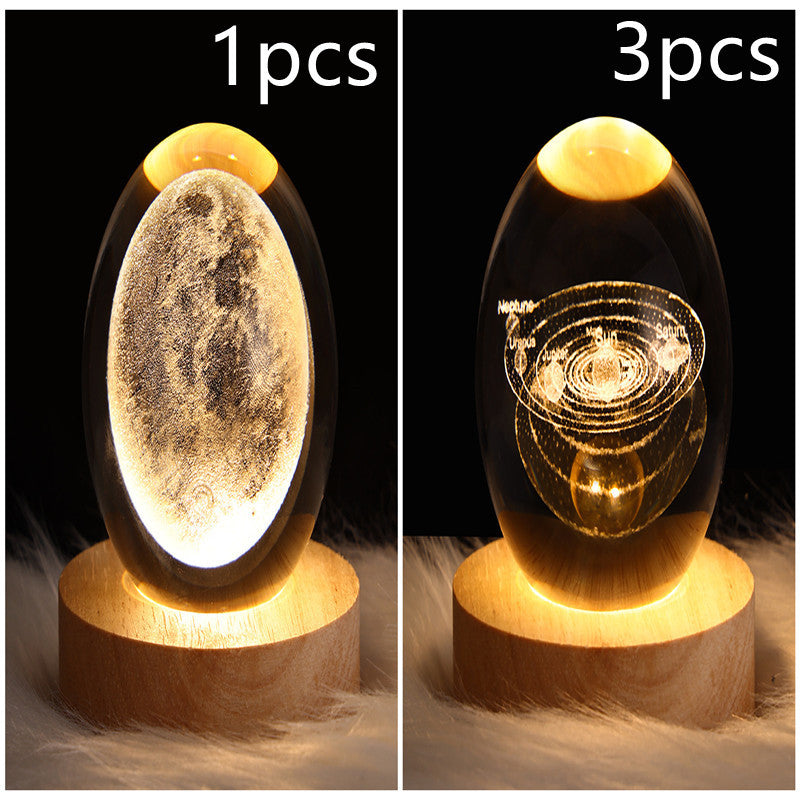 LED Night Light Galaxy Crystal Ball Table Lamp 3D Planet Moon Lamp Bedroom Home Decor For Kids Party Children Birthday Gifts ARZ