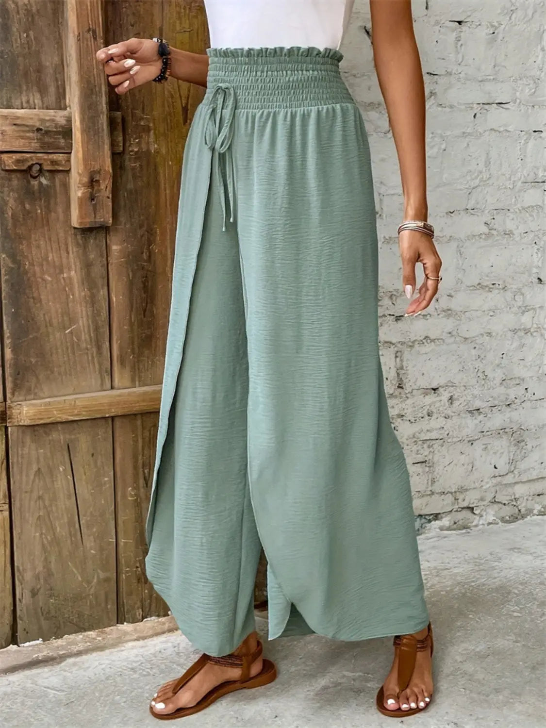 Tied High Waist Wide Leg Pants Trendsi