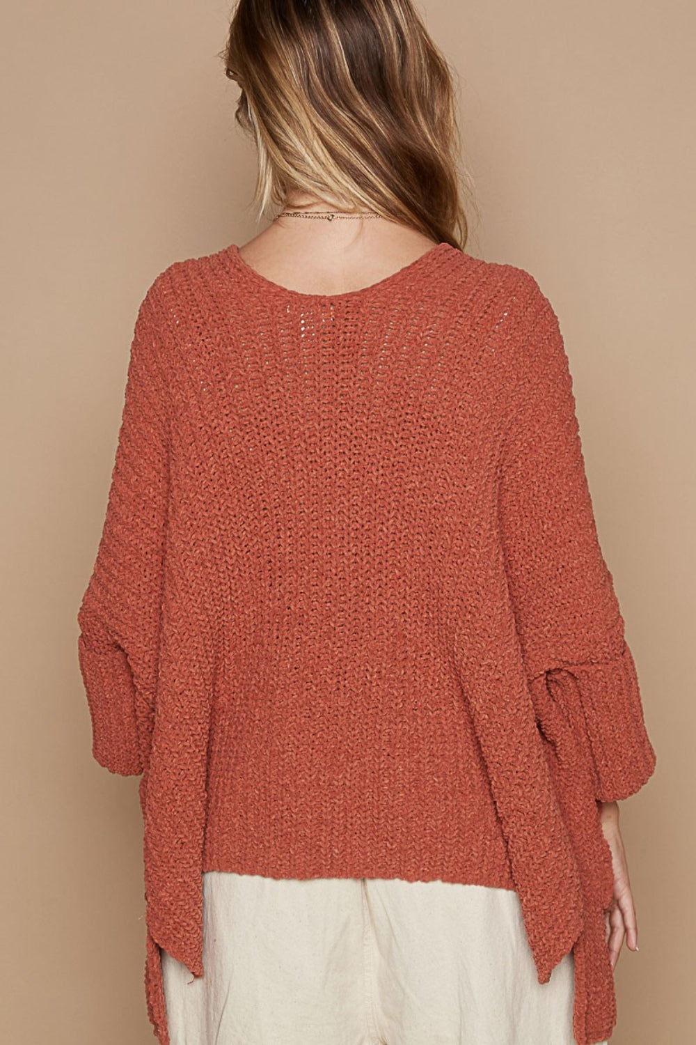 POL Open Front Sweater Cardigan with Pockets Trendsi