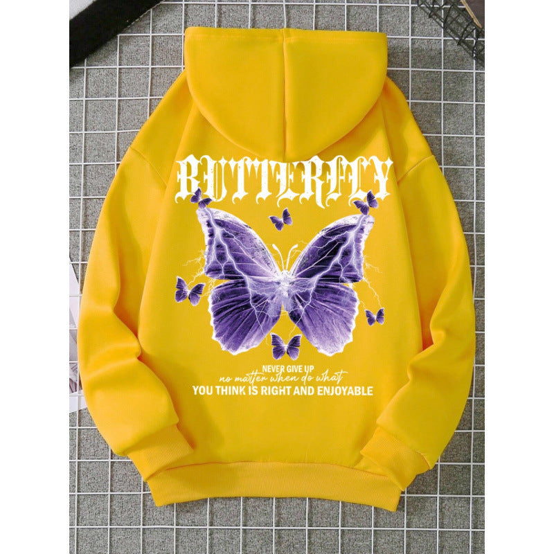 Purple Butterfly Sports Hooded Top Women's Sweater ARZ