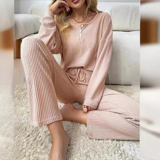 Solid Color Fashion Casual Long Sleeve Pants Two-piece Set ARZ