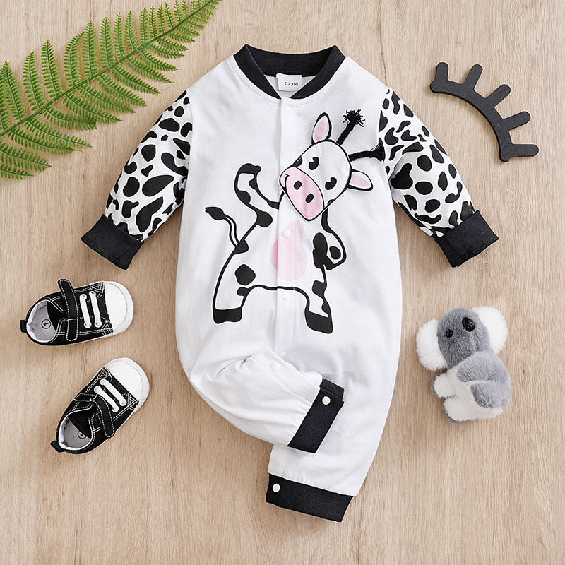 Baby Spring And Autumn One-piece Pajamas Newborn Baby Four Seasons Home Romper New Long Sleeve Inner Pullover ARZ