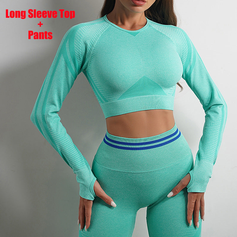 Seamless Yoga Pants Sports Gym Fitness Leggings Or Long Sleeve Tops Outfits Butt Lifting Slim Workout Sportswear Clothing ARZ