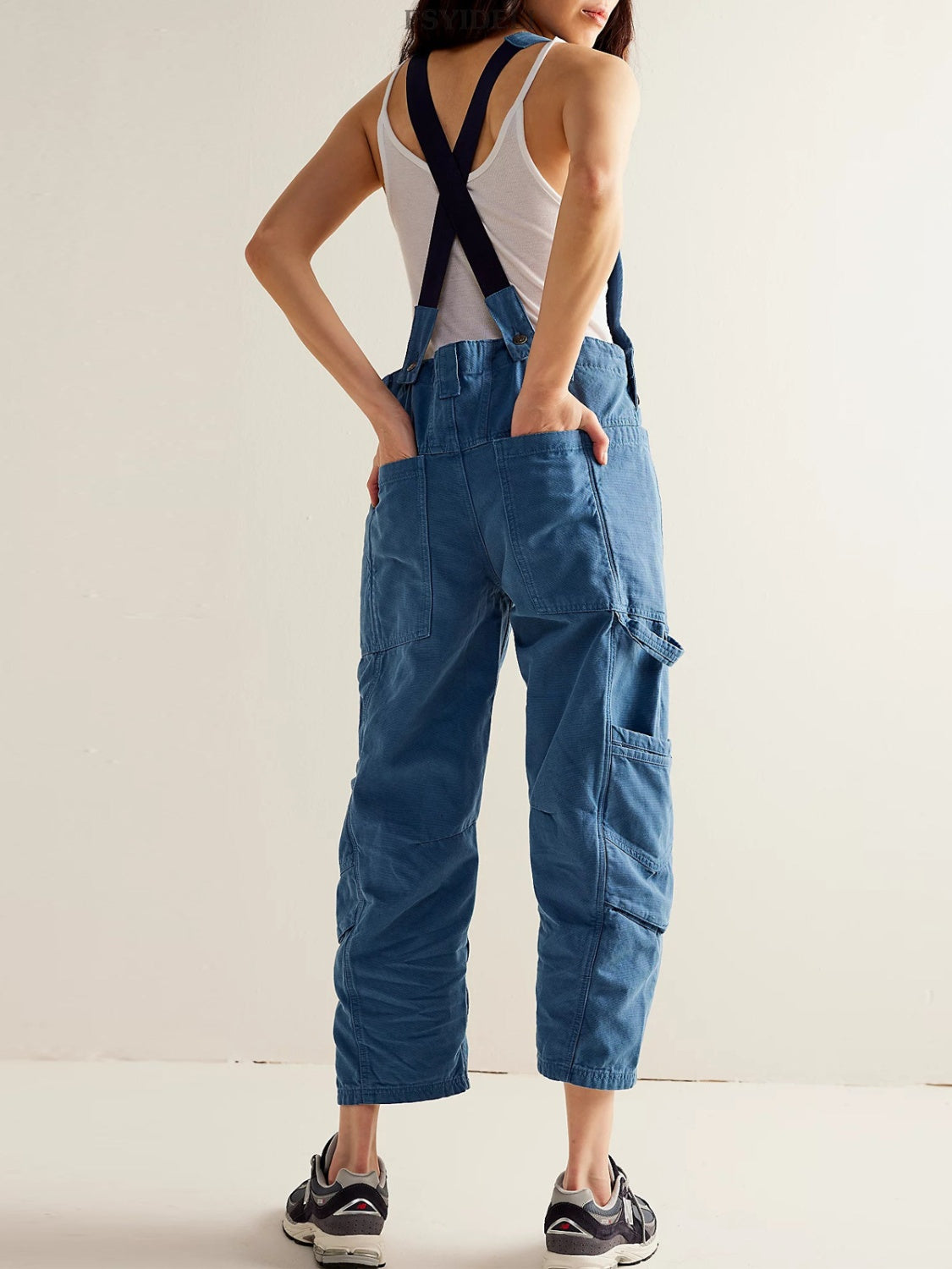 Pocketed Wide Strap Denim Overalls Trendsi