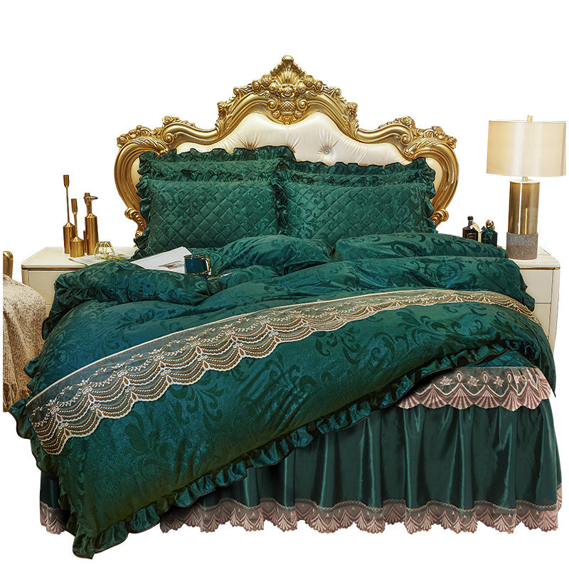 Lace Velvet Bed Skirt Four-piece Quilted ARZ