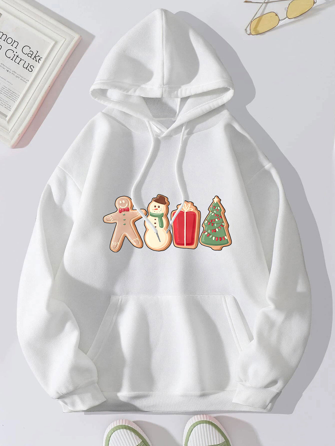 Graphic Drawstring Hoodie with Pocket Trendsi