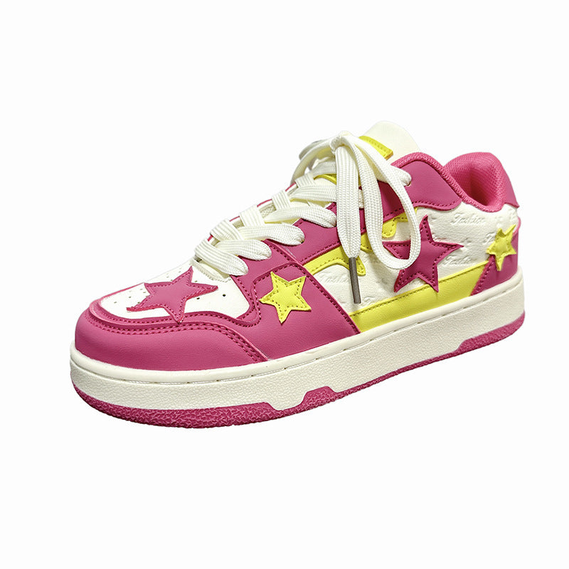 Summer Ins Hong Kong Style Contrast Color Retro Five-pointed Star Lightweight Trendy Sports Board Shoes ARZ