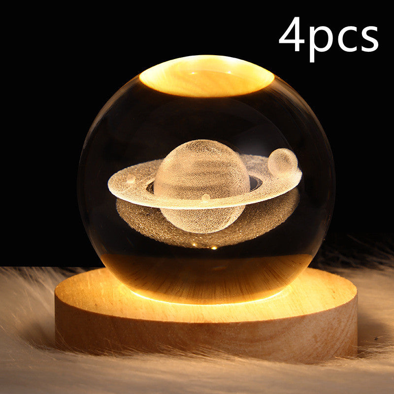 LED Night Light Galaxy Crystal Ball Table Lamp 3D Planet Moon Lamp Bedroom Home Decor For Kids Party Children Birthday Gifts ARZ