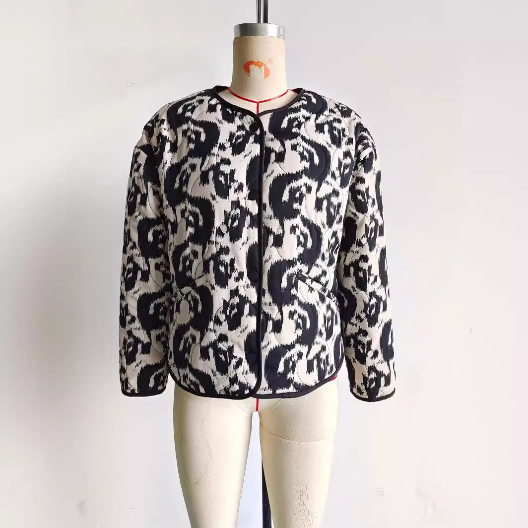 Printed French Style Thread Cotton Coat Jacket ARZ