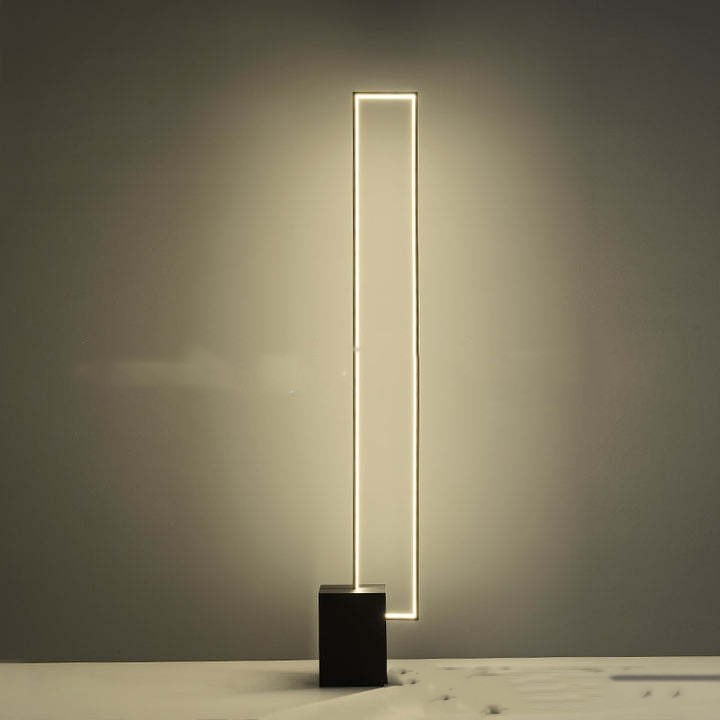 Minimalist Sand Black Floor Lamp Quadriboid Base Square Light Body ARZ