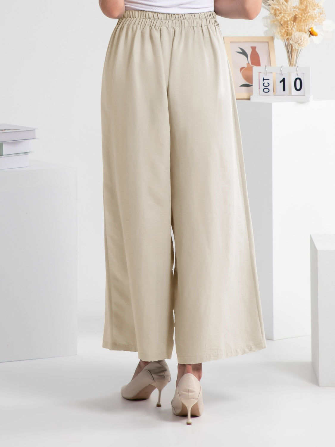 Elastic Waist Pants - FAM-FAM Wide Leg Trendy Comfort Trendsi