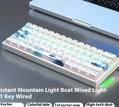 61 Key Small Bluish Black Black Tea Shaft Wired Hot Plug Computer Mechanical Keyboard ARZ