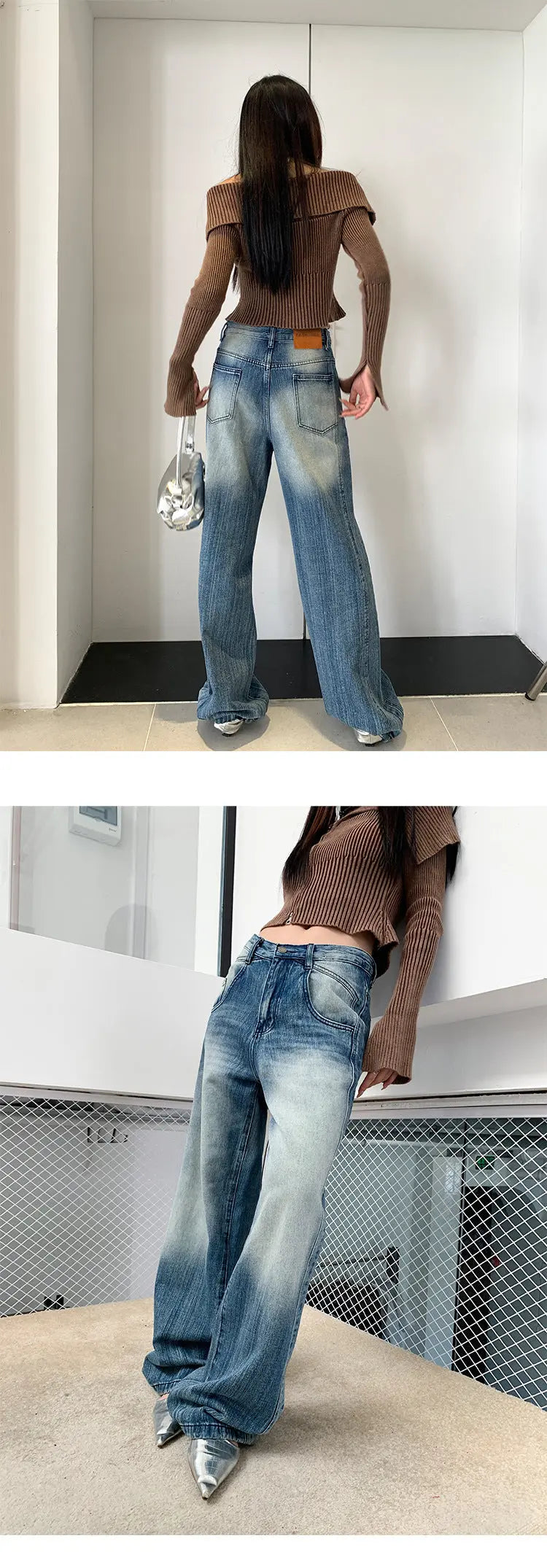 Women's Low Waist Retro Wide Leg Jeans ARZ