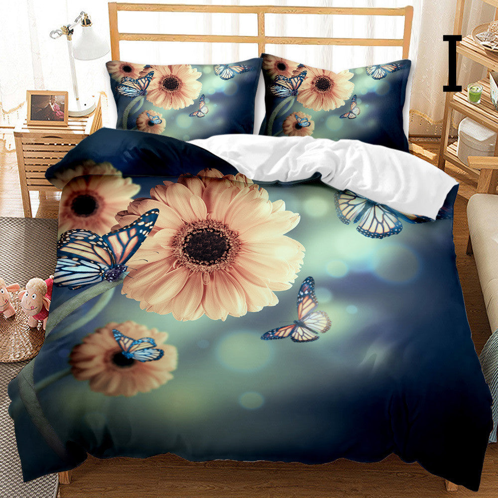 Butterfly Series Three-piece Bedding Quilt Cover Set ARZ