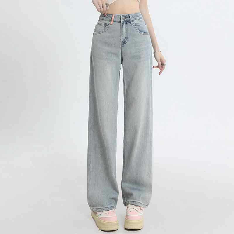 Light Blue High Waist Wide Leg Jeans For Women ARZ