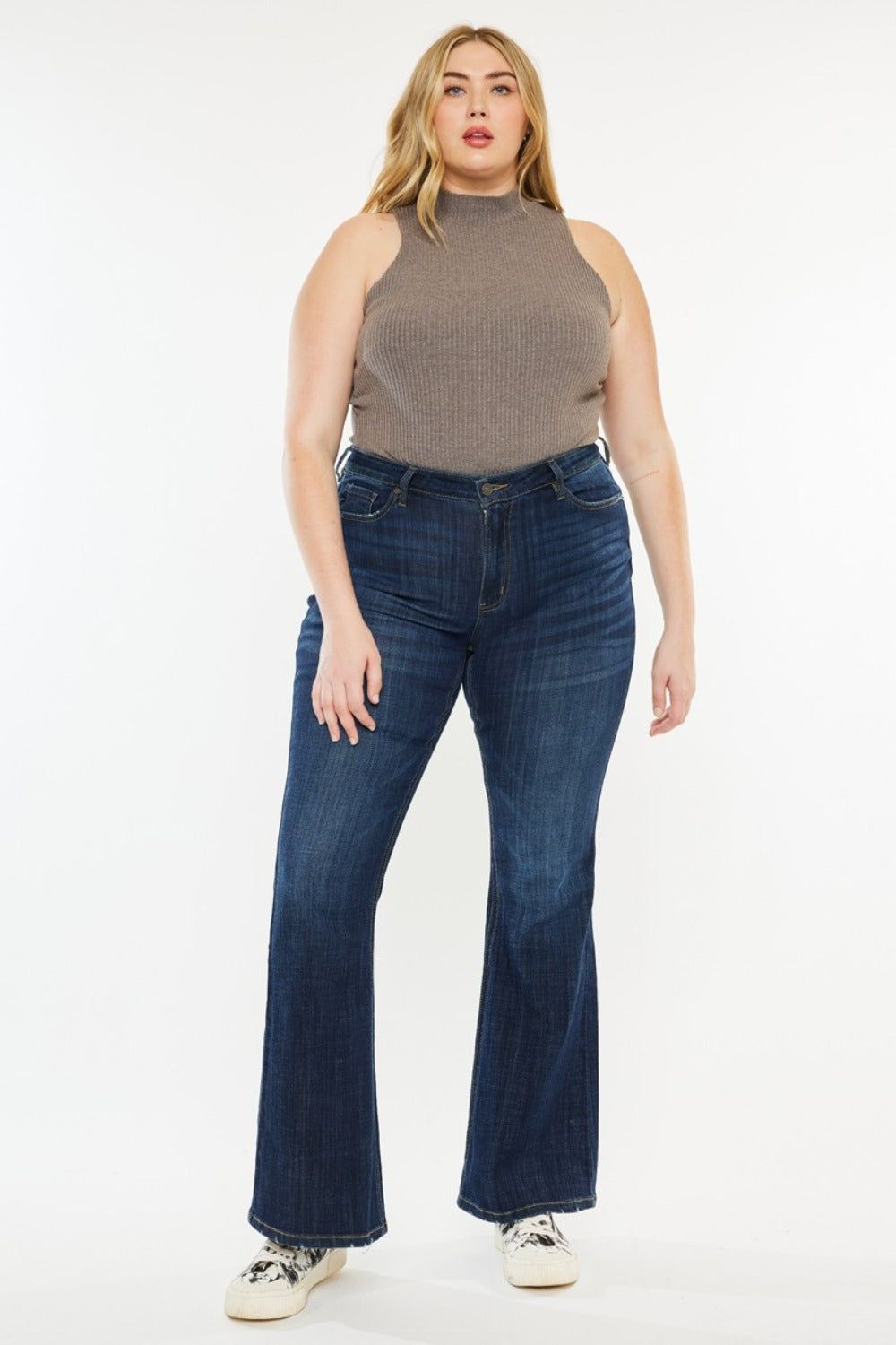 Kancan Full Size Mid Rise Flare Jeans Trendsi