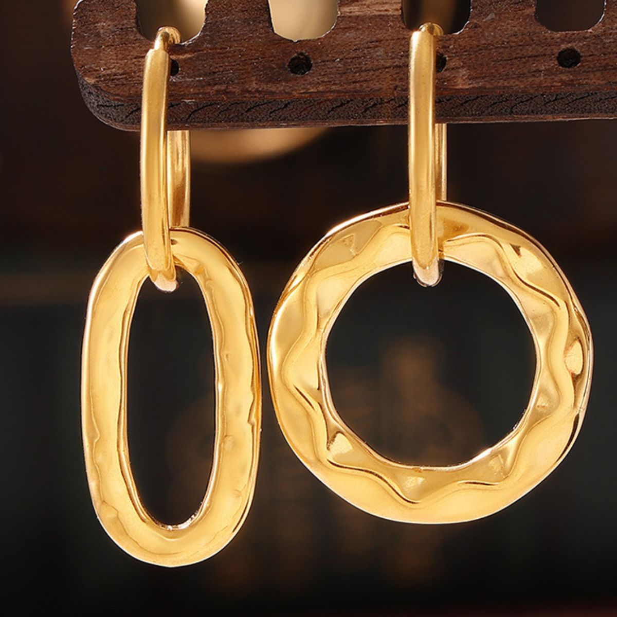 18K Gold-Plated Titanium Steel Annulus Earrings Trendsi