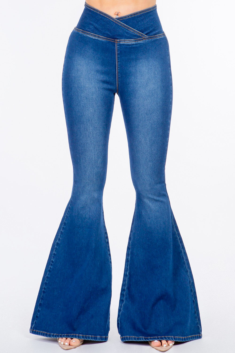 American Bazi High Waist Pull On Flare Jeans Trendsi