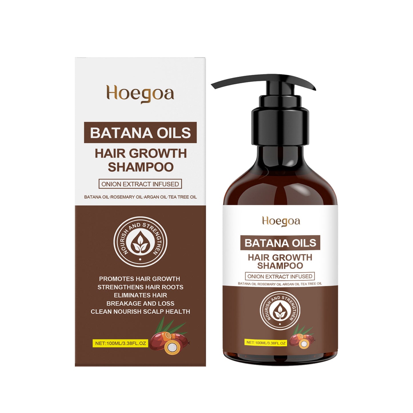 HOEGOA Batana Oil Shampoo Moisturizing Scalp Soft Oil Control Fluffy Lasting Fragrance Mild Shampoo ARZ