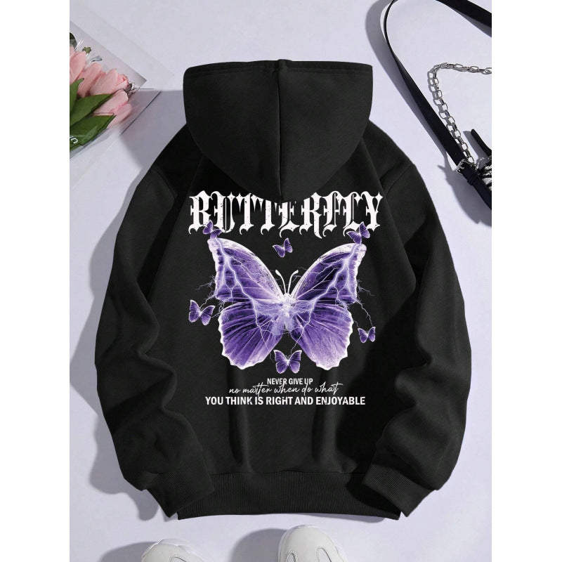 Purple Butterfly Sports Hooded Top Women's Sweater ARZ