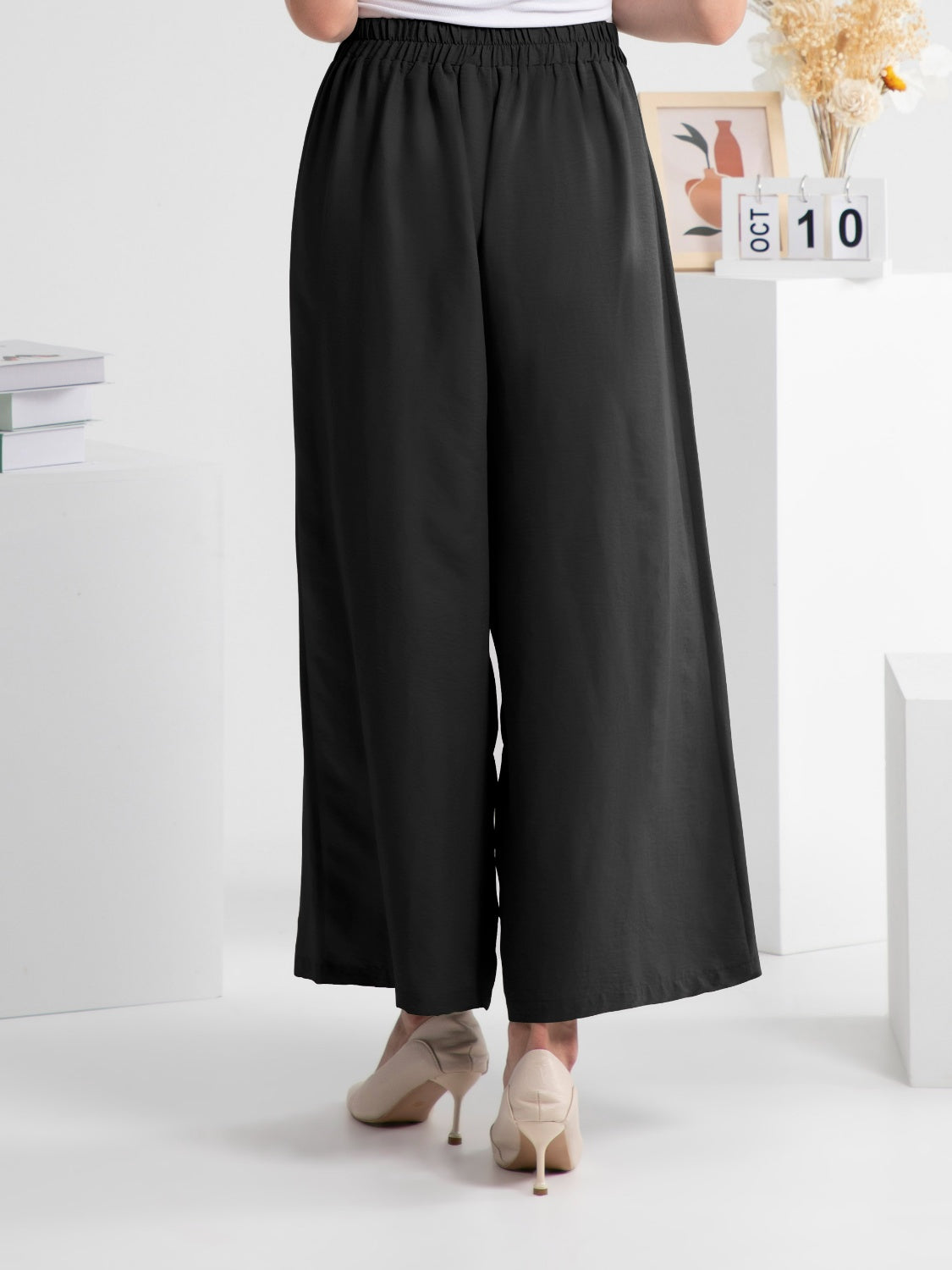 Elastic Waist Pants - FAM-FAM Wide Leg Trendy Comfort Trendsi