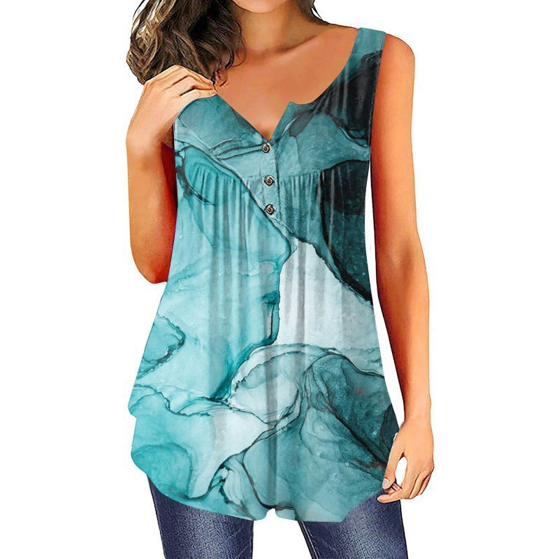 Sleeveless 3D Bohemian 3-Button Top ARZ