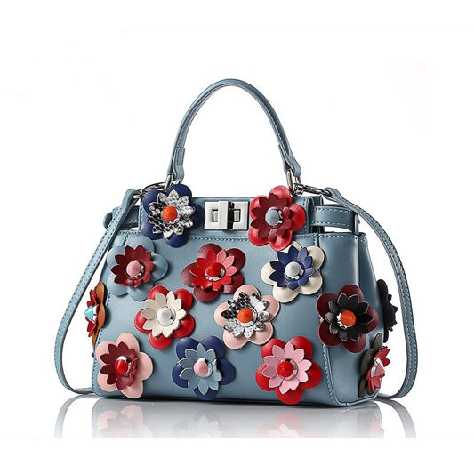 Cowhide Bag Handbag Mini Flower Shoulder Diagonal Female Bag ARZ