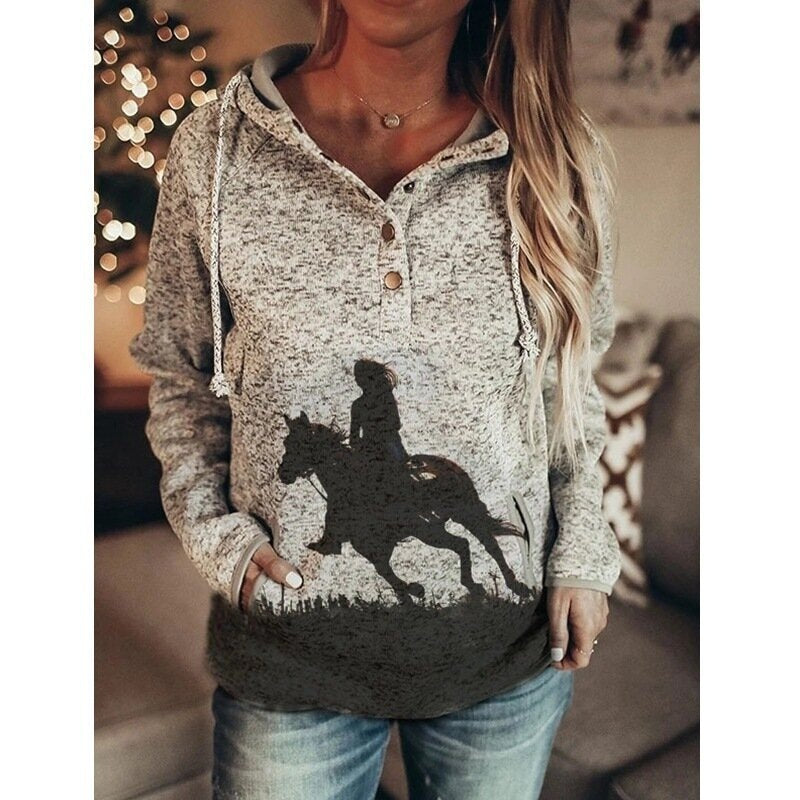 Autumn And Winter Gray Printing Women's Sweater ARZ