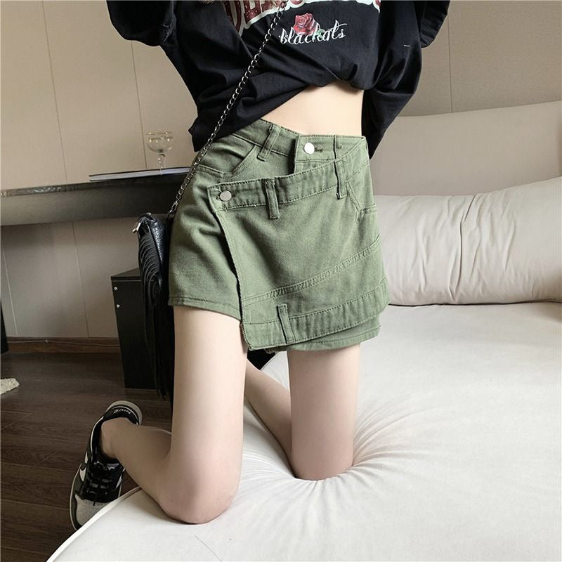 Women's Fashion Irregular High Waist Denim Short Pantskirt ARZ