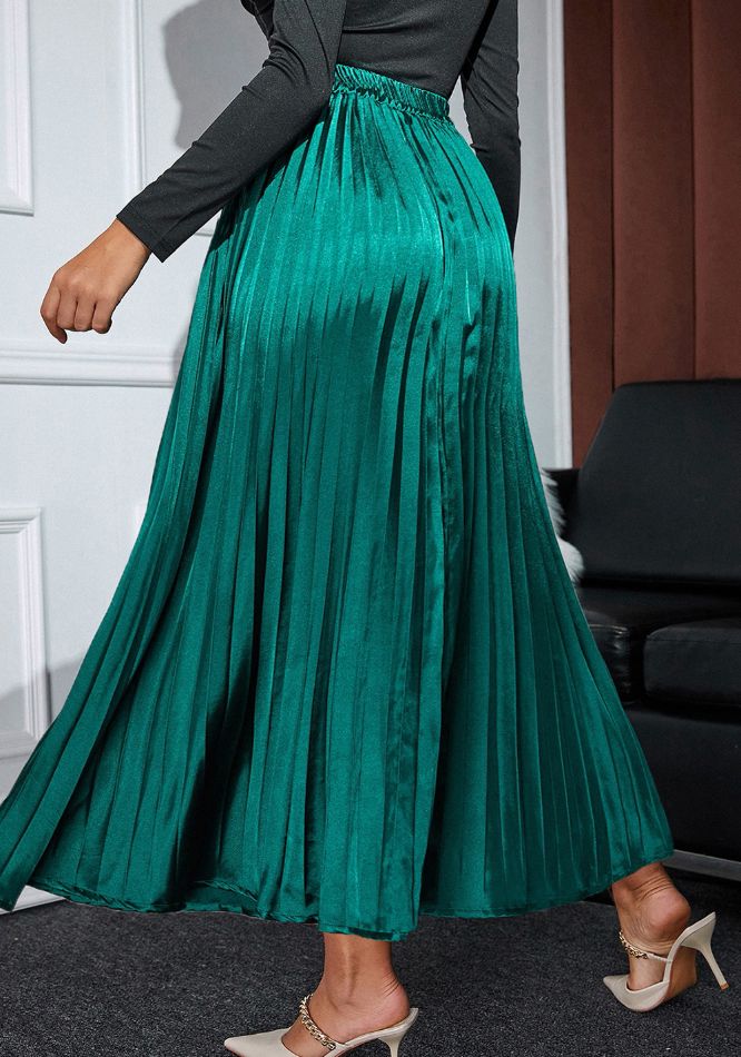 Elastic Waist Pleated Midi Skirt Trendsi