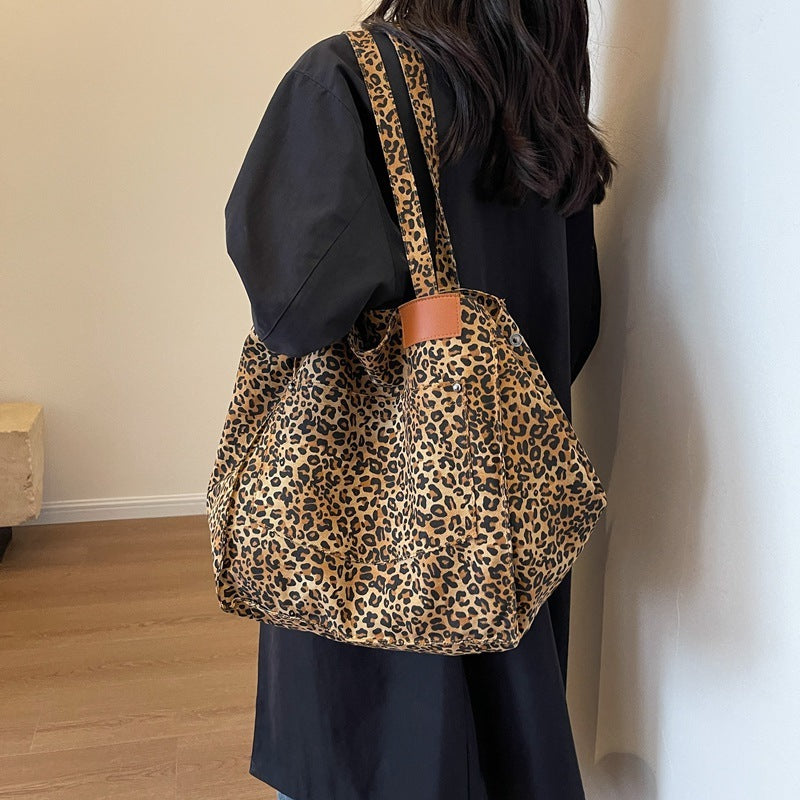 Large Capacity Leopard Print Canvas Tote Bag ARZ