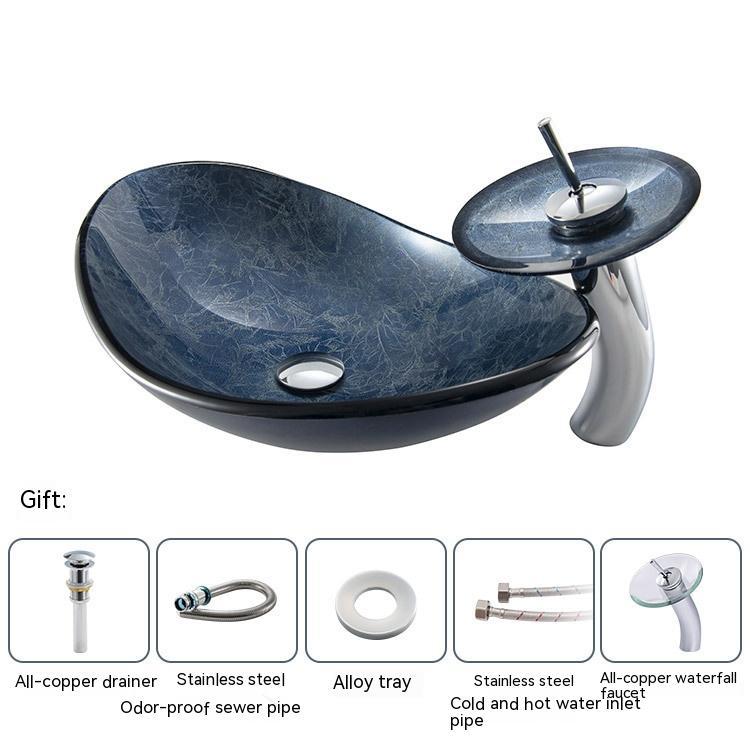 Pure Color Tempered Glass Table Basin Simple Art Bathroom Inter-platform ARZ