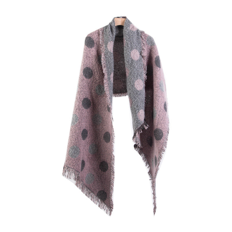 European And American Autumn And Winter Scarf Women's Circle Yarn Polka Dot Angle Thickened Shawl ARZ