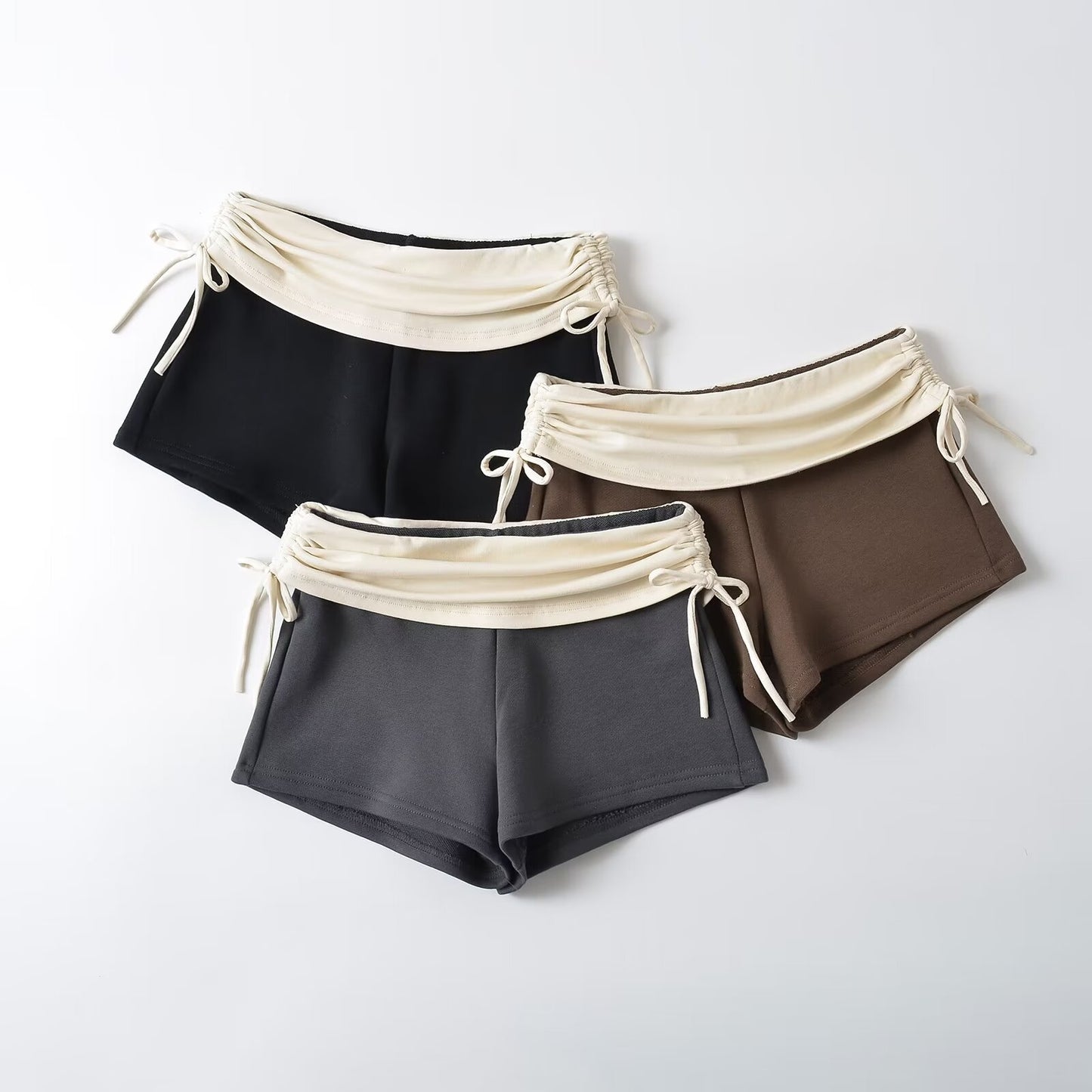 Fashion Stitching Side Drawstring Hot Pants ARZ