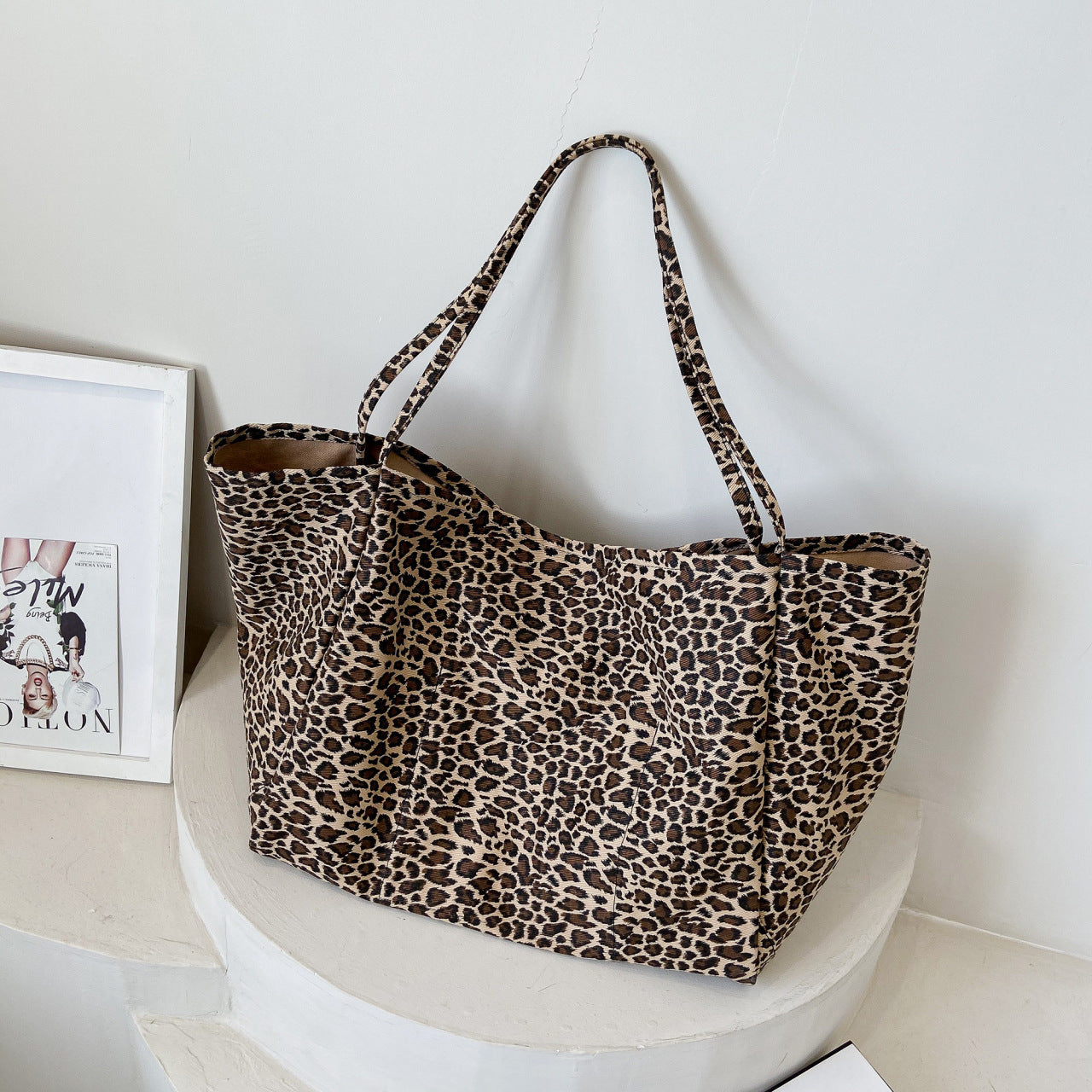 Leopard-print Shoulder Idle Style Leisure Shopping Bag ARZ