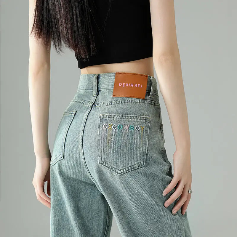 Cropped Trousers Embroidered Wide-leg Jeans ARZ