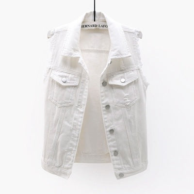 Multi-Color Selection Denim Vest Women's Slim Sleeveless Jacket ARZ