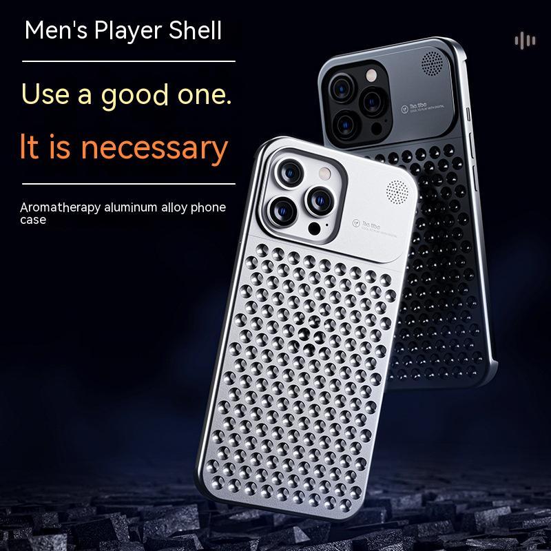 Aluminum Alloy Phone Case For 14 13 Pro Max Plus Hollow Heat Dissipation Anti-fall Full Body Shockproof Phone Cove ARZ