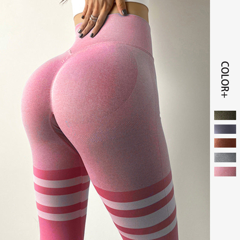 Stripe Design Fitness Leggings High Waisted Tummy Control Gym Yoga Pants Workout Running Legging ARZ