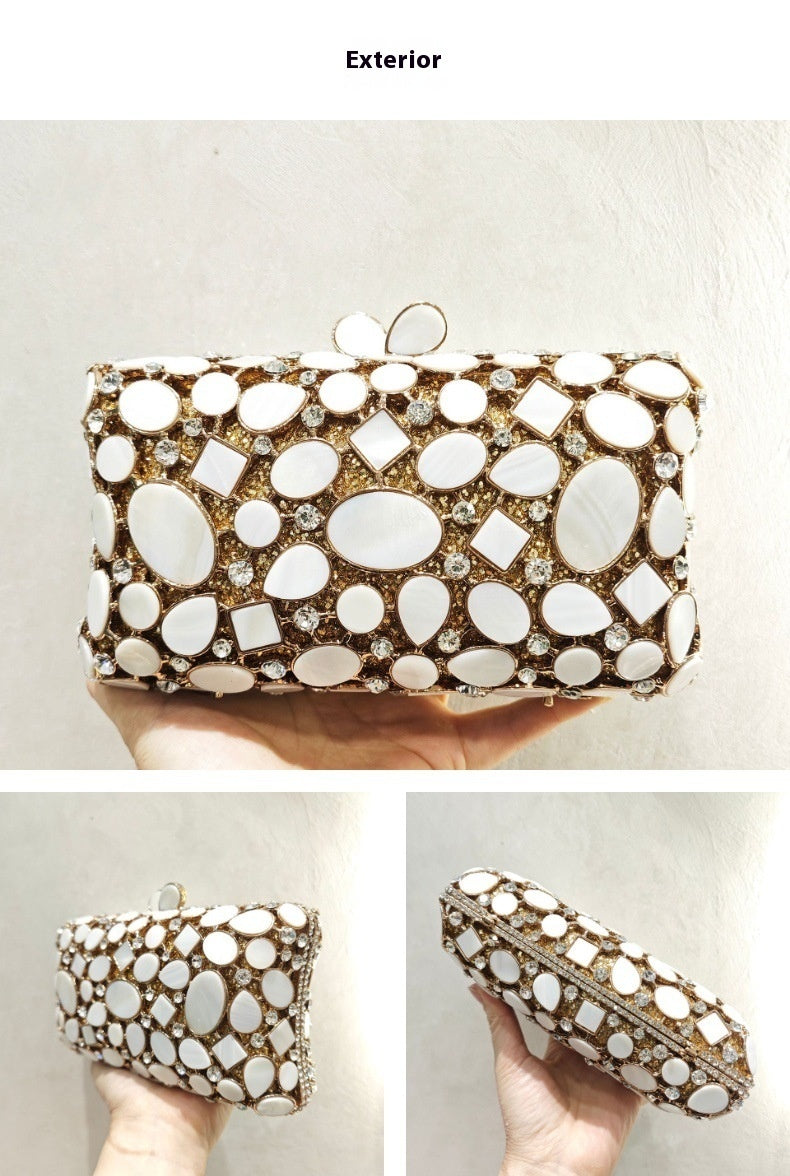 Full Diamond Shell Dinner Clutch Crystal Hollow Women's Bag ARZ