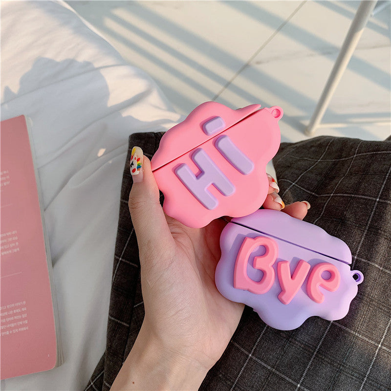 AirPod 2 Case 3D HI BYE Cloud Letter Cartoon Soft Silicone Wireless Earphone Cases For Apple Airpods Case Cute Cover ARZ