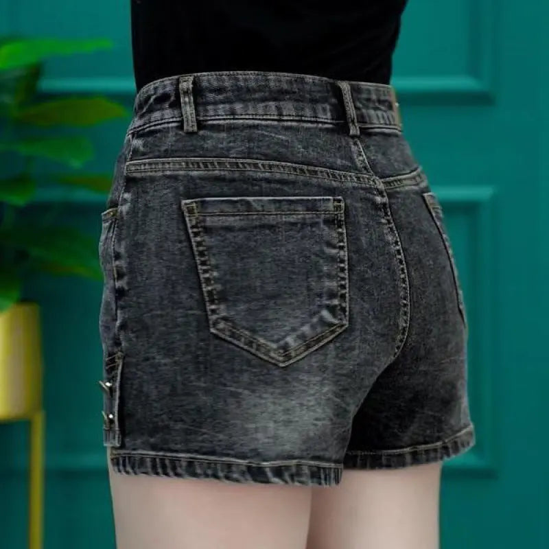 High Waist Denim Shorts Slimming Versatile Loose Word Outerwear Hot Pants Trendy ARZ