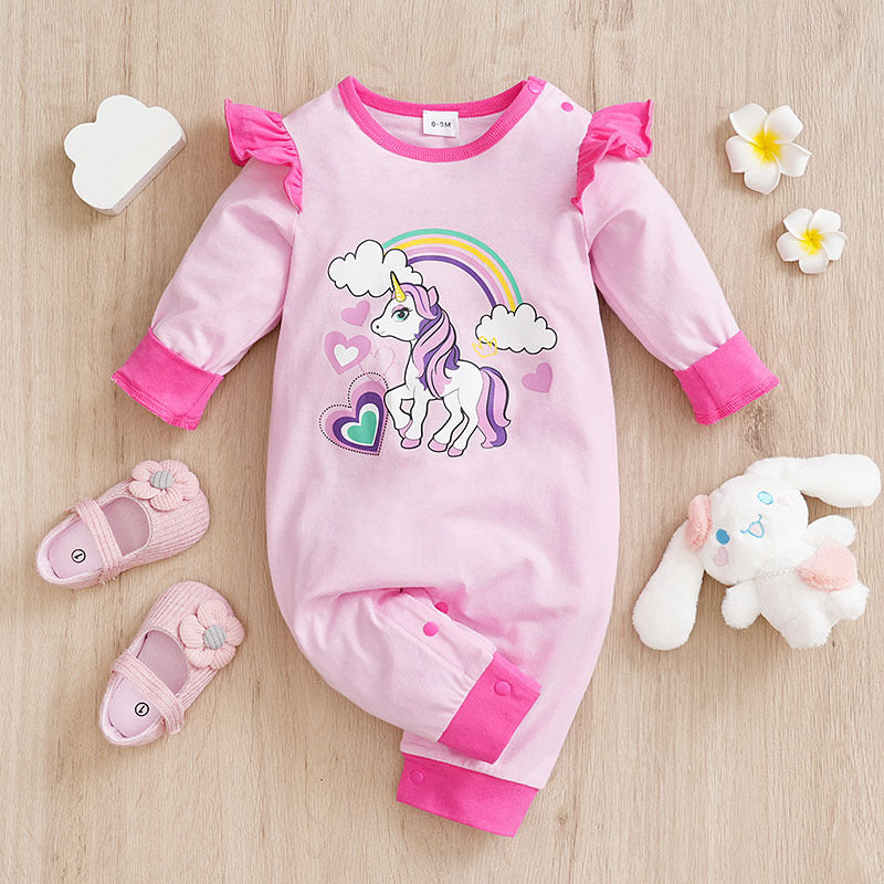 Baby Spring And Autumn One-piece Pajamas Newborn Baby Four Seasons Home Romper New Long Sleeve Inner Pullover ARZ