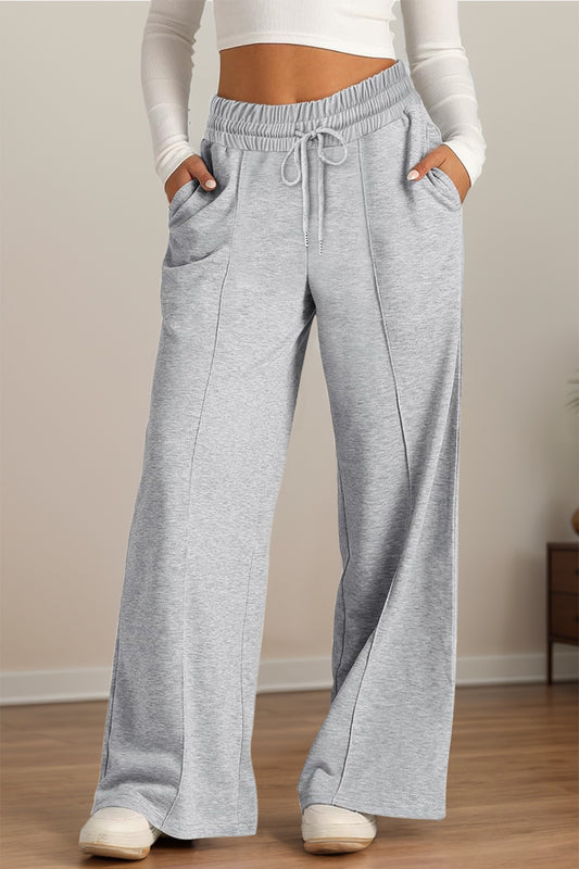 Drawstring Elastic Waist Wide Leg Pants Trendsi