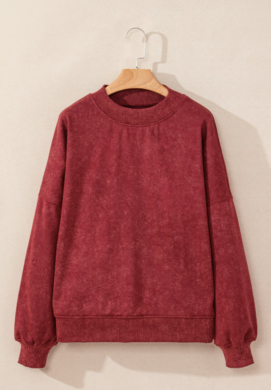 Mock Neck Dropped Shoulder Sweatshirt Trendsi