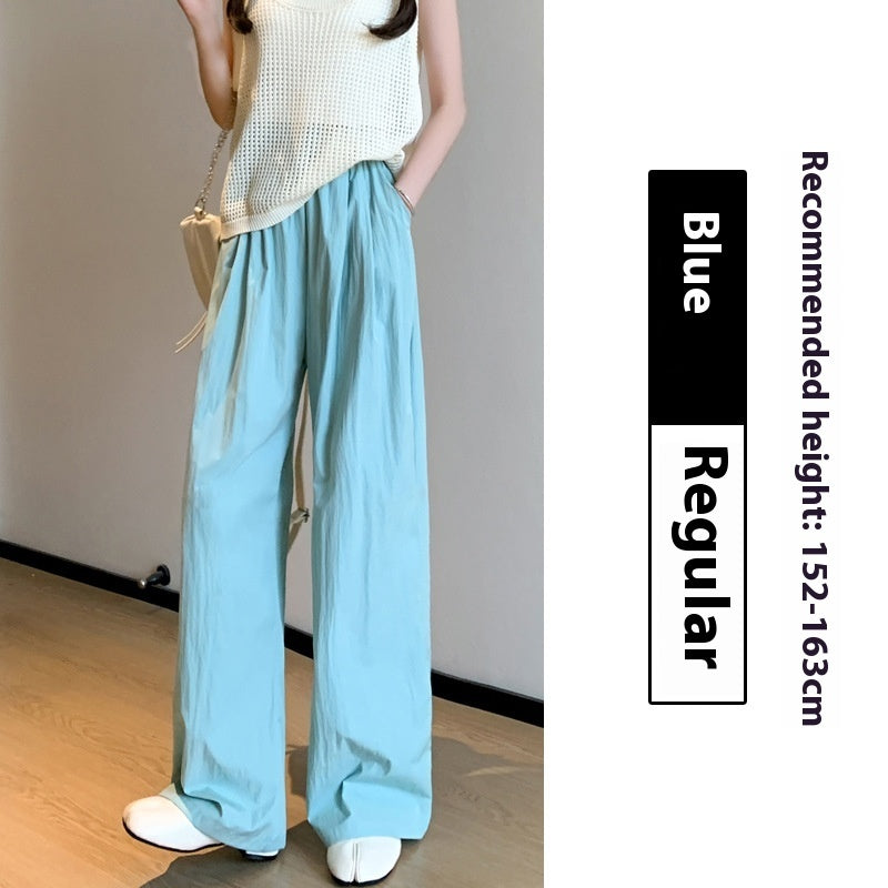 High Waist Drooping Straight Pleated Cotton And Linen Casual Pants ARZ