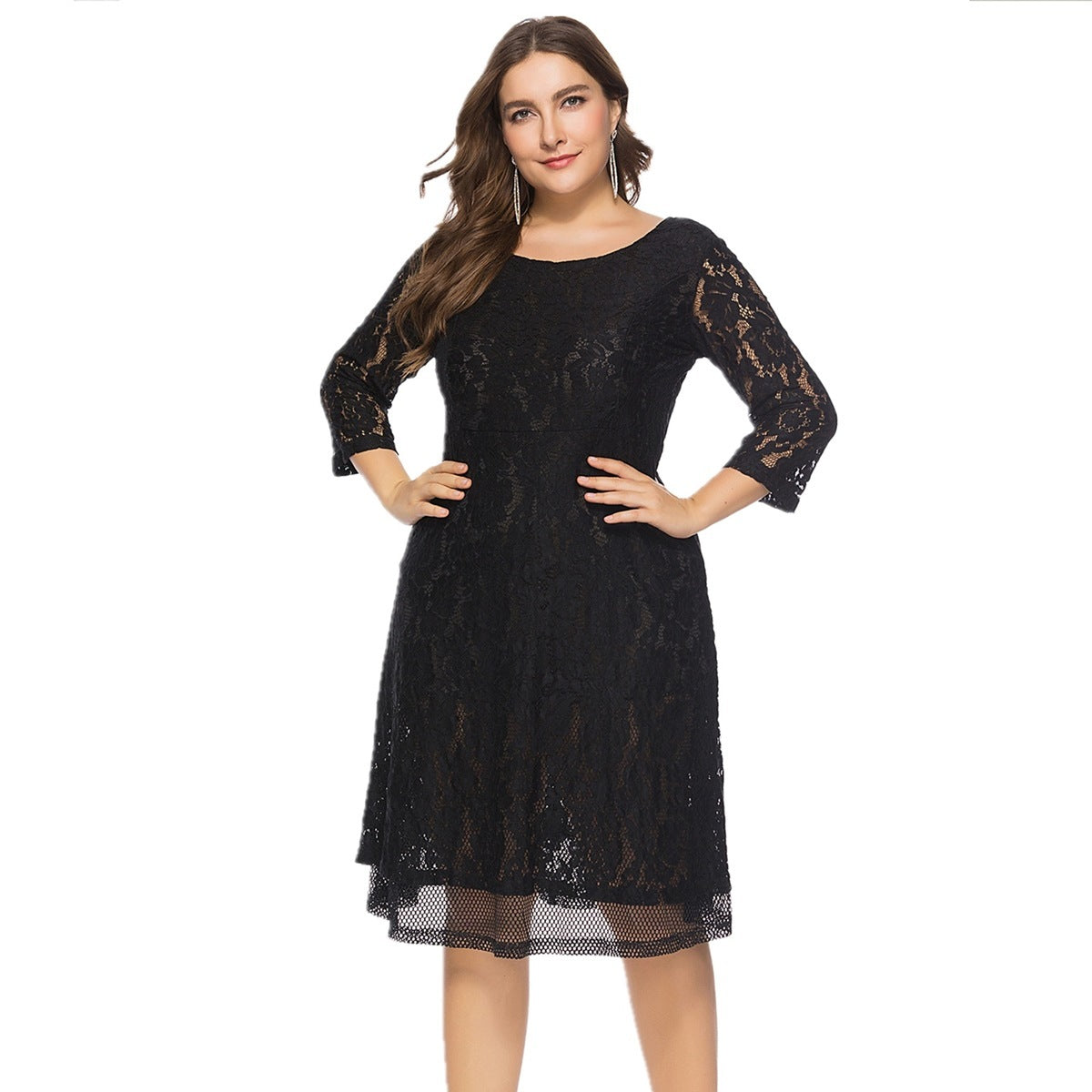 European And American Round Neck Lace Dress ARZ